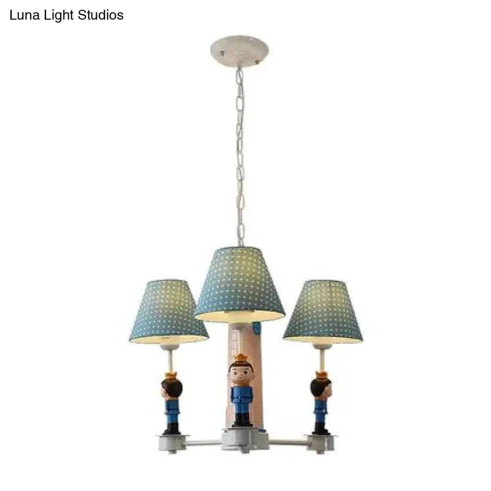 Modern Plaid Shade Chandelier With 3 Lights And Kid-Friendly Hanging Lamp Perfect For Bedrooms