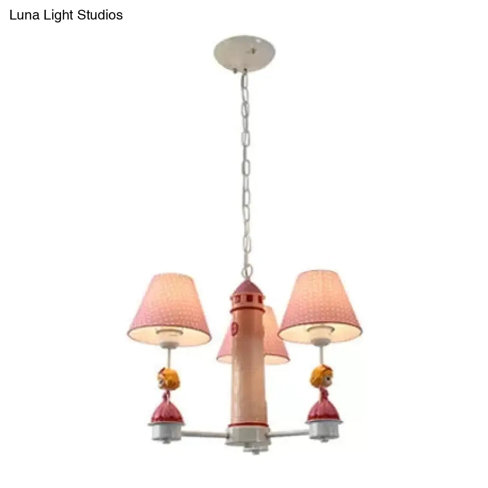 Modern Plaid Shade Chandelier With 3 Lights And Kid-Friendly Hanging Lamp Perfect For Bedrooms