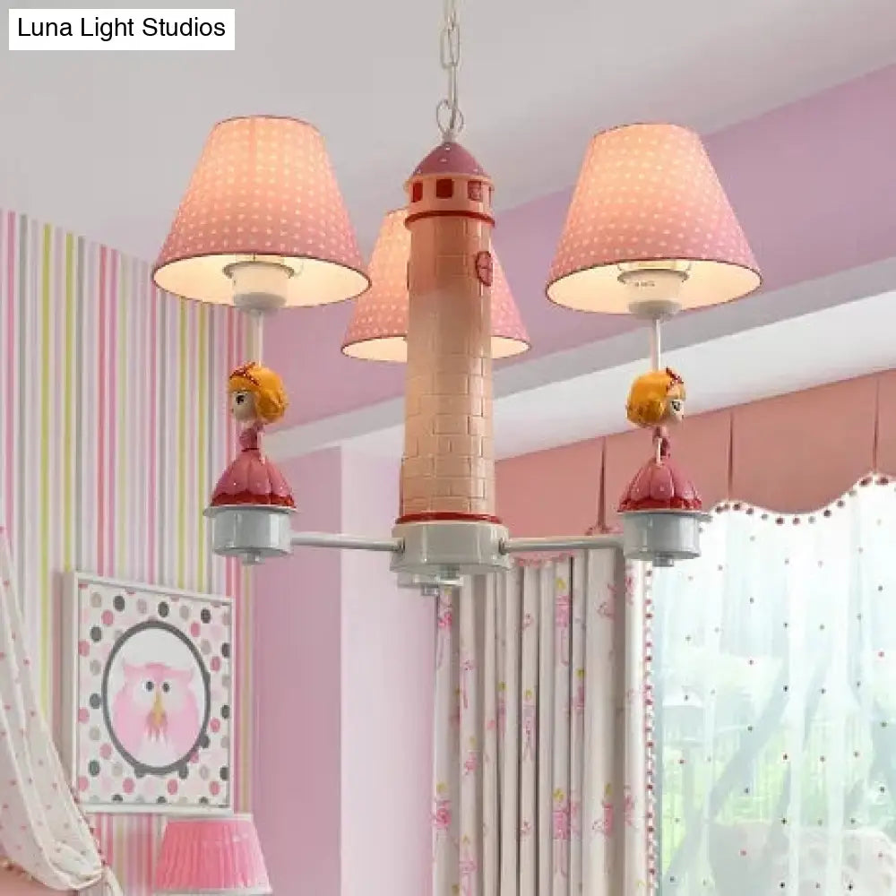 Modern Plaid Shade Chandelier With 3 Lights And Kid-Friendly Hanging Lamp Perfect For Bedrooms