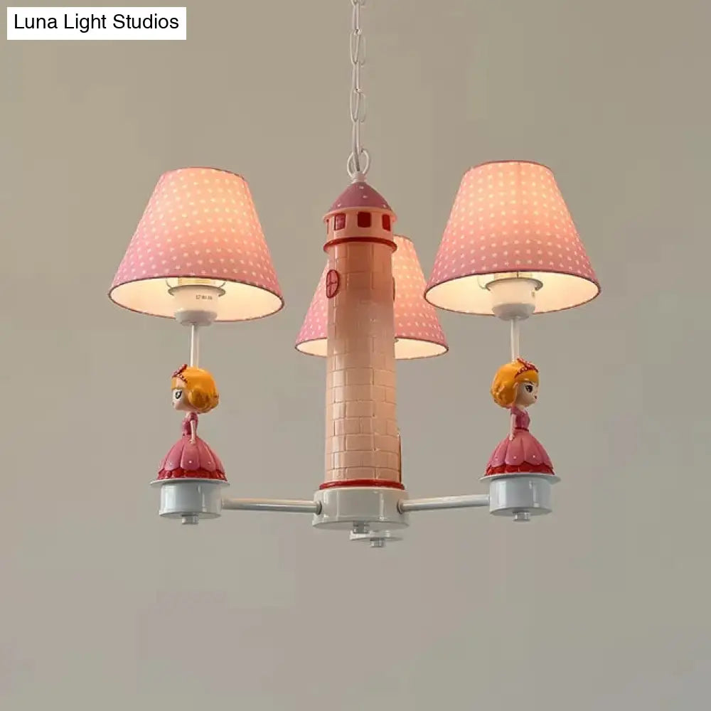 Modern Plaid Shade Chandelier With 3 Lights And Kid-Friendly Hanging Lamp Perfect For Bedrooms