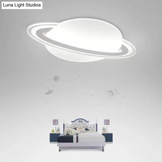 Modern Planet Shaped Ceiling Mount Light In White For Boys Bedroom / 12