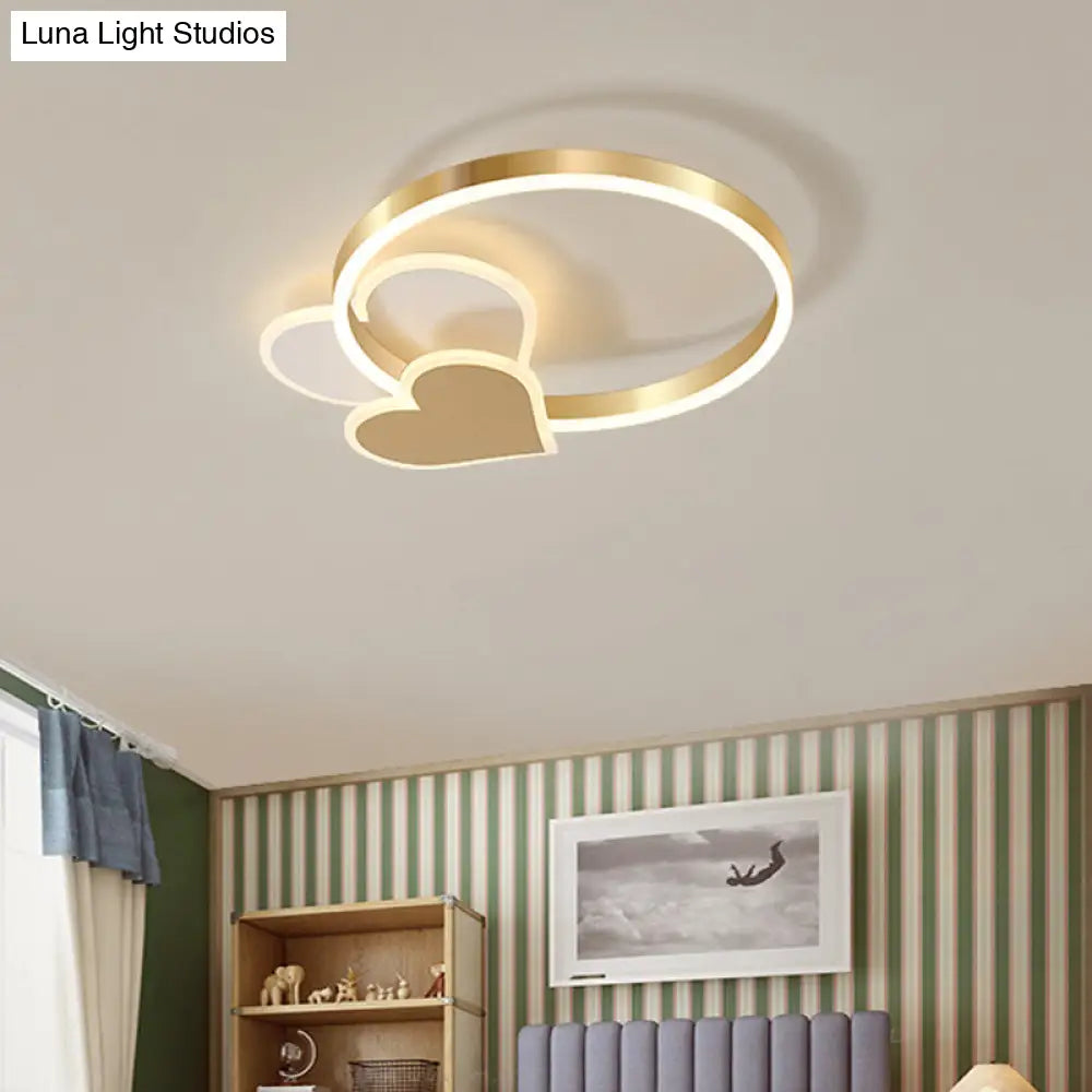 Modern Polished Gold Led Ceiling Lamp For Kids Bedroom - Cloud Circle And Windmill Shape / D