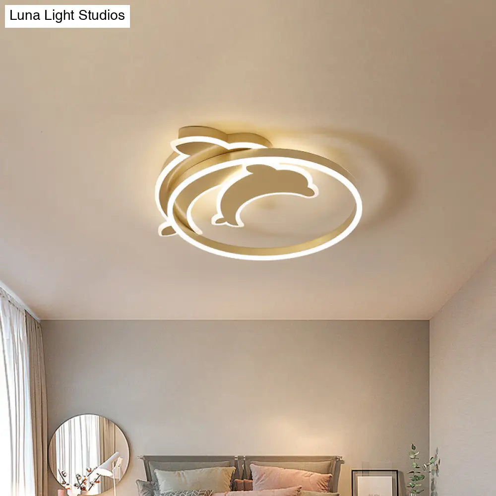 Modern Polished Gold Led Ceiling Lamp For Kids Bedroom - Cloud Circle And Windmill Shape