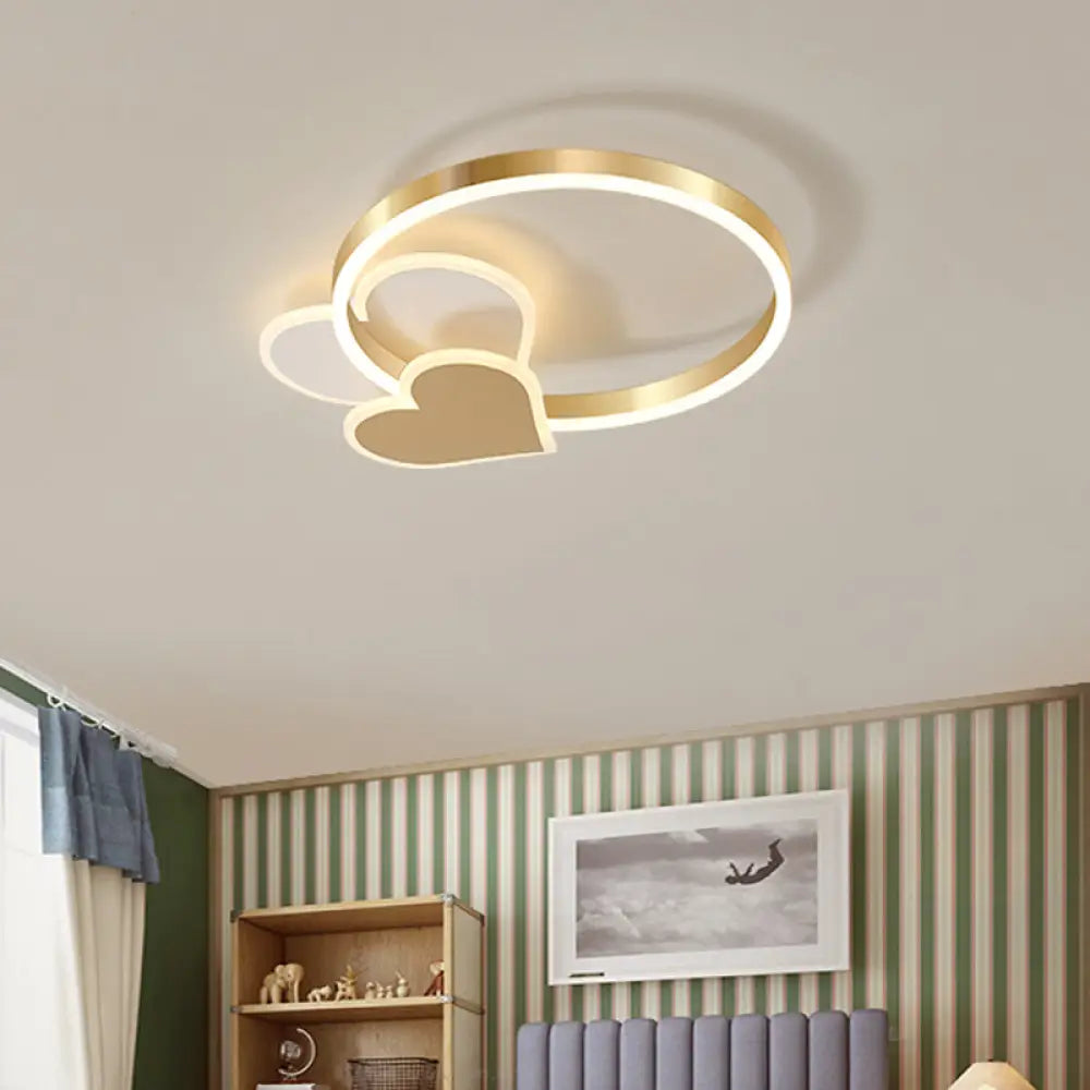 Modern Polished Gold Led Ceiling Lamp For Kids Bedroom - Cloud Circle And Windmill Shape / D