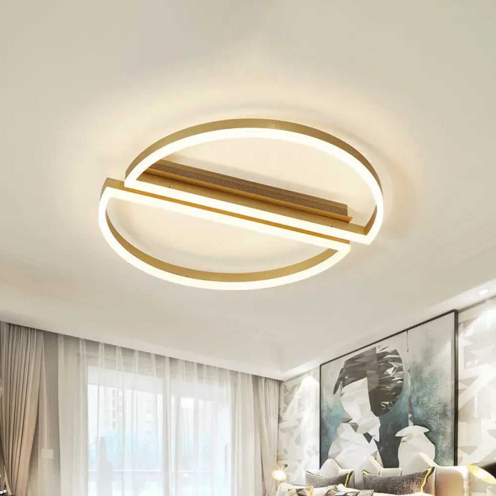 Modern Polished Gold Led Ceiling Lamp For Kids Bedroom - Cloud Circle And Windmill Shape / H