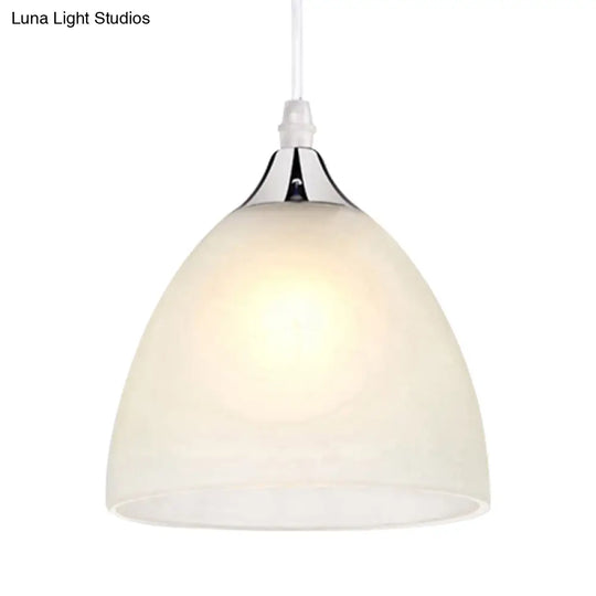 Modern Polished Nickel Kitchen Pendant Light With White Glass Shade