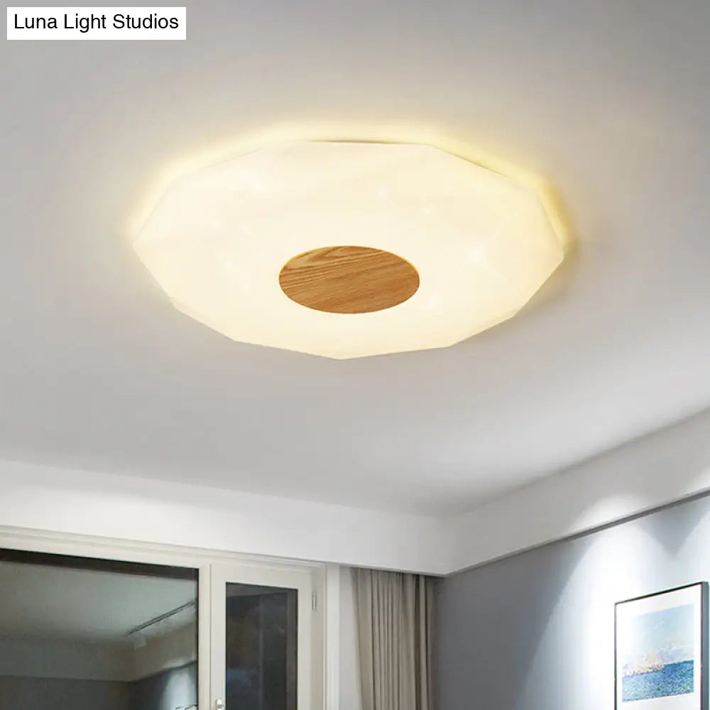 Modern Polygon Acrylic Flush Mount Led Ceiling - 14.5/18.5/22.5 Width Warm/White Light Option White