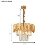 Modern Prism Block Chandelier - Multi-Light Crystal And Metal Lamp In Brass Finish