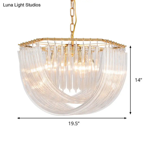 Modern Prism Glass Dome Chandelier With Brass Finish 4/6 Lights 19.5’/25.5’ Wide