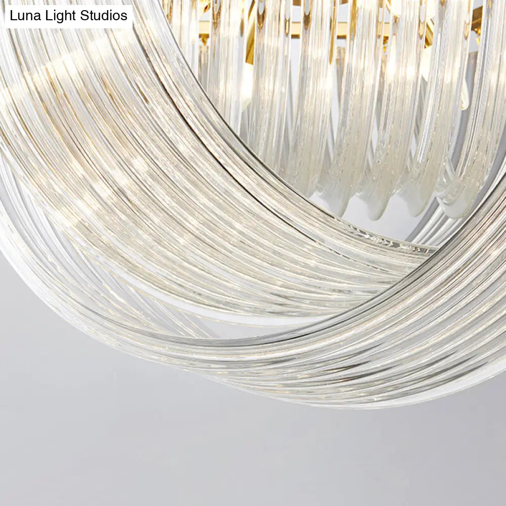 Curved Prism Glass Dome Chandelier - Modern Brass Hanging Light 4/6 Heads 19.5/25.5 Wide