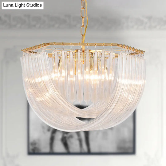 Modern Prism Glass Dome Chandelier With Brass Finish 4/6 Lights 19.5’/25.5’ Wide