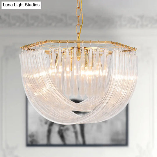 Curved Prism Glass Dome Chandelier - Modern Brass Hanging Light 4/6 Heads 19.5/25.5 Wide