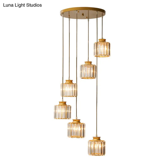 Modern Prismatic Crystal Pendant Light | Multi-Hang Ceiling Fixture For Stairways