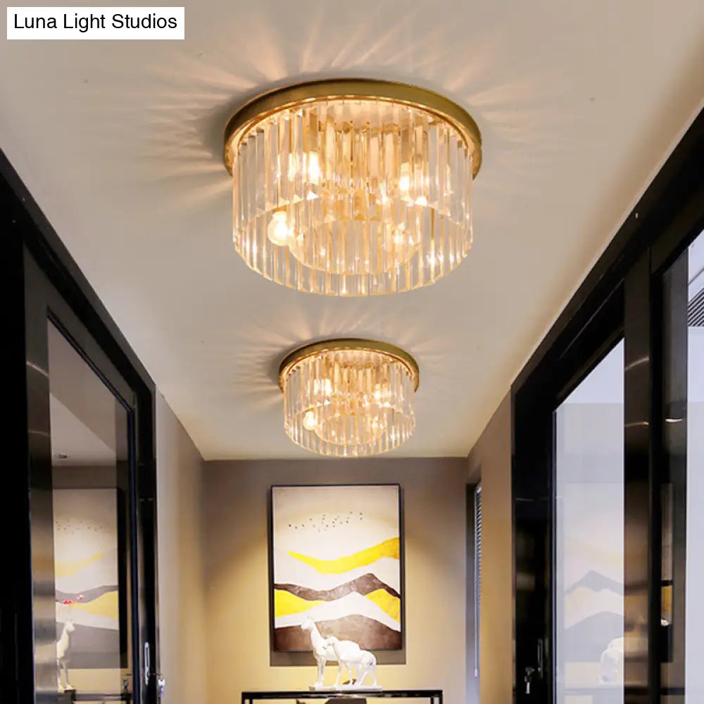 Modern Prismatic Crystal Flush Mount Ceiling Light For Living Room