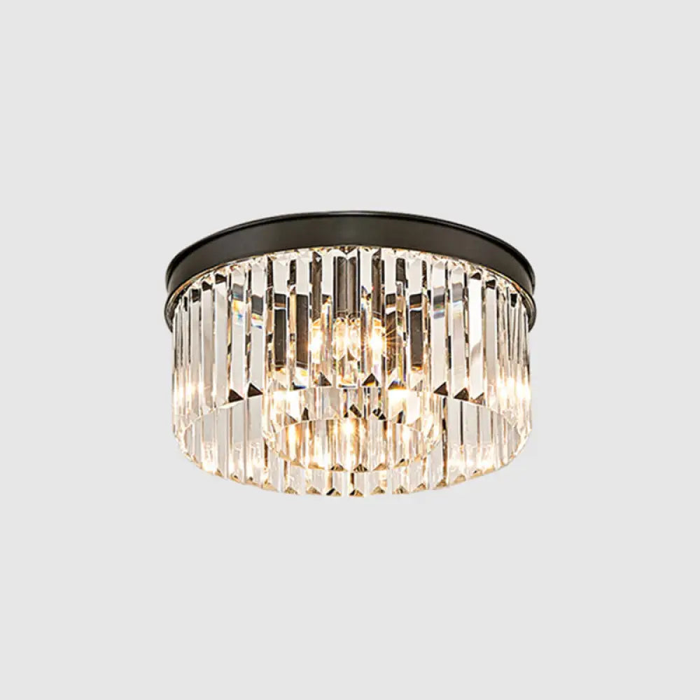 Modern Prismatic Crystal Flush Mount Ceiling Light For Living Room 4 / Black