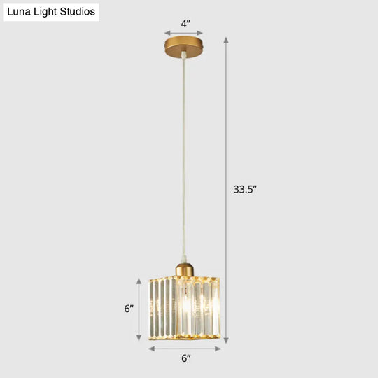 Gold Geometric Prism Crystal Pendant: Modern Simplicity Lighting For Dining Room / 6 Square Plate