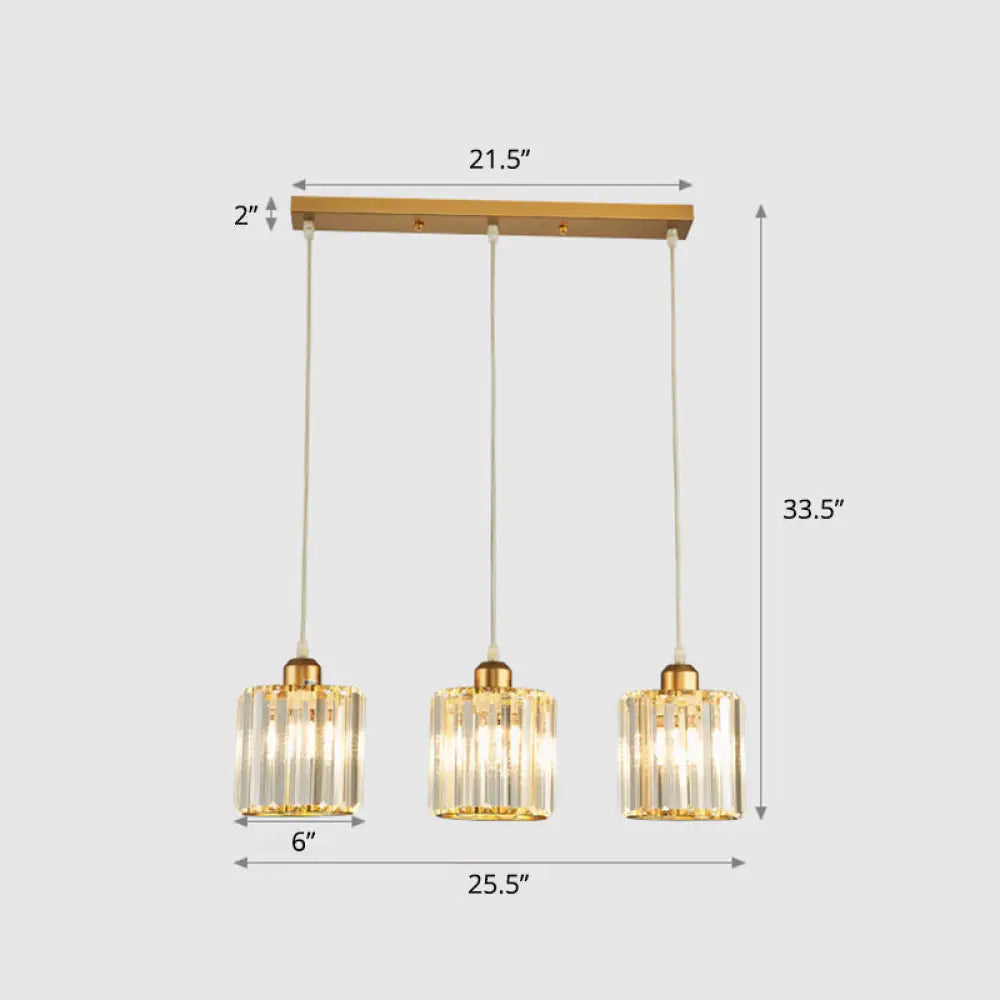 Modern Prismatic Crystal Geometric Suspension Pendant Lamp In Gold For Dining Room / 25.5’ Round