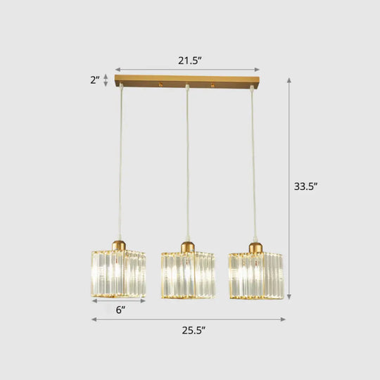 Modern Prismatic Crystal Geometric Suspension Pendant Lamp In Gold For Dining Room / 25.5’ Square