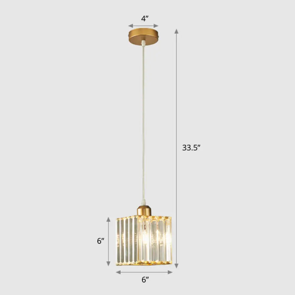 Modern Prismatic Crystal Geometric Suspension Pendant Lamp In Gold For Dining Room / 6’ Square Plate