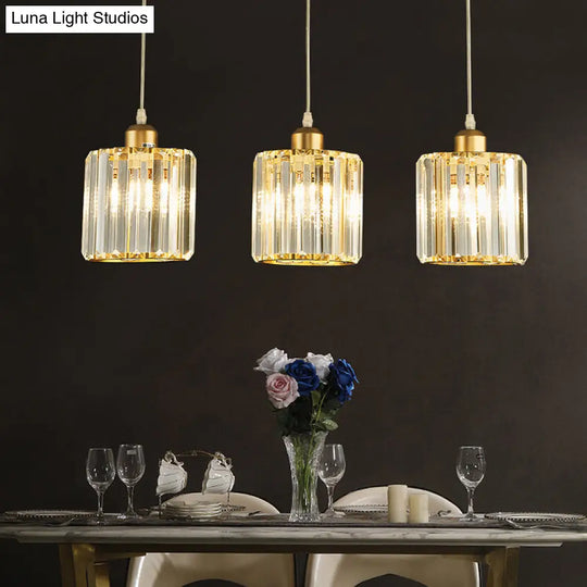 Gold Geometric Prism Crystal Pendant: Modern Simplicity Lighting For Dining Room