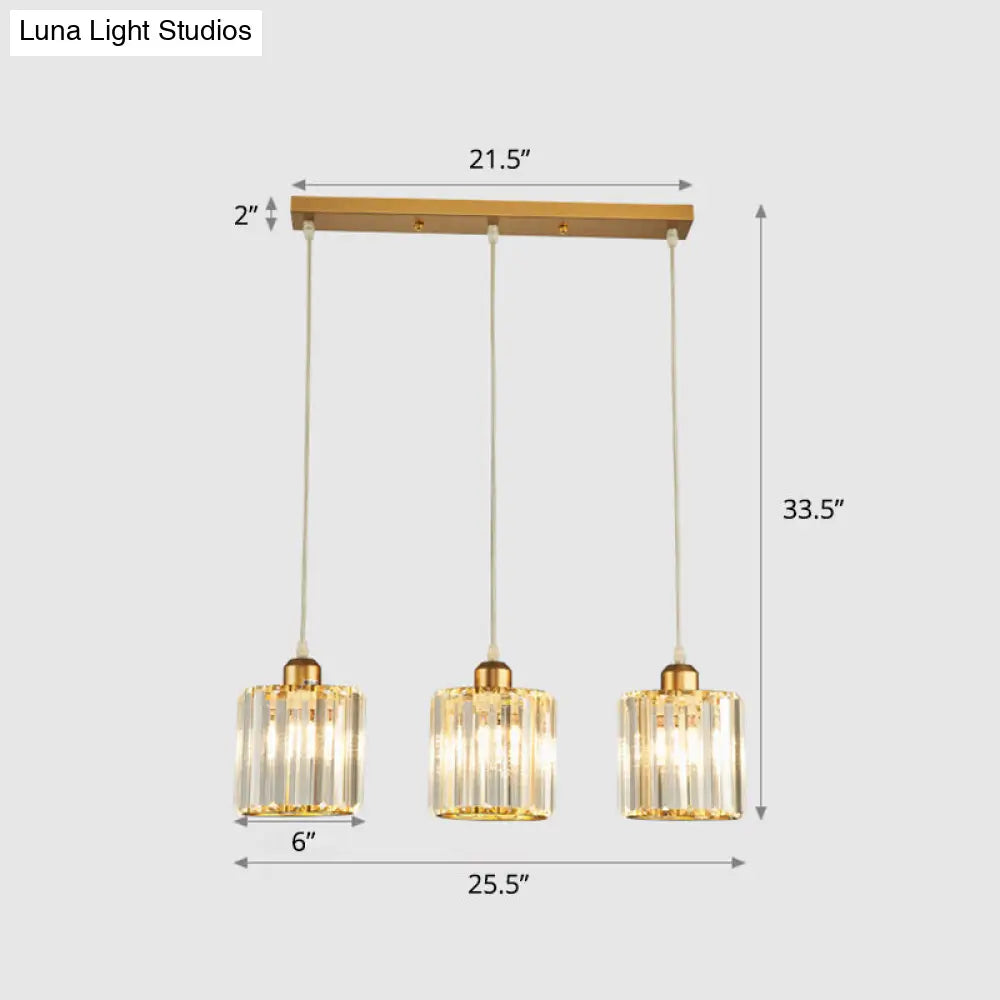 Gold Geometric Prism Crystal Pendant: Modern Simplicity Lighting For Dining Room / 25.5 Round