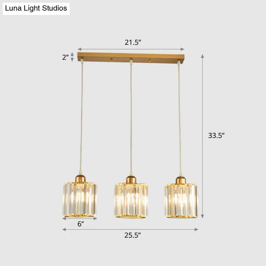 Gold Geometric Prism Crystal Pendant: Modern Simplicity Lighting For Dining Room / 25.5 Round