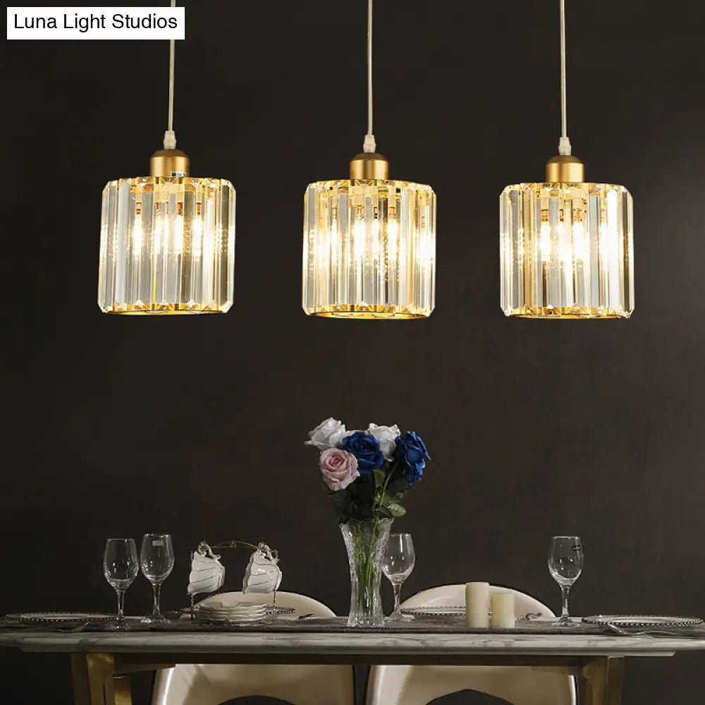 Modern Prismatic Crystal Geometric Suspension Pendant Lamp In Gold For Dining Room