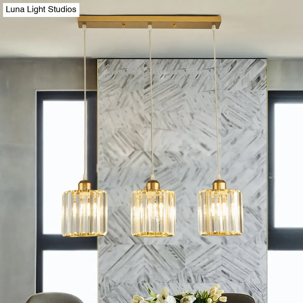 Modern Prismatic Crystal Geometric Suspension Pendant Lamp In Gold For Dining Room