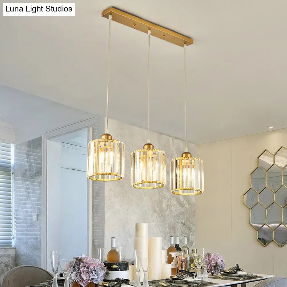 Modern Prismatic Crystal Geometric Suspension Pendant Lamp In Gold For Dining Room