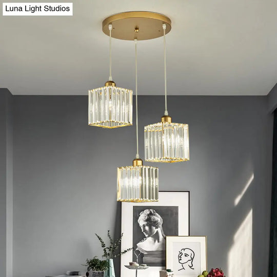 Gold Geometric Prism Crystal Pendant: Modern Simplicity Lighting For Dining Room