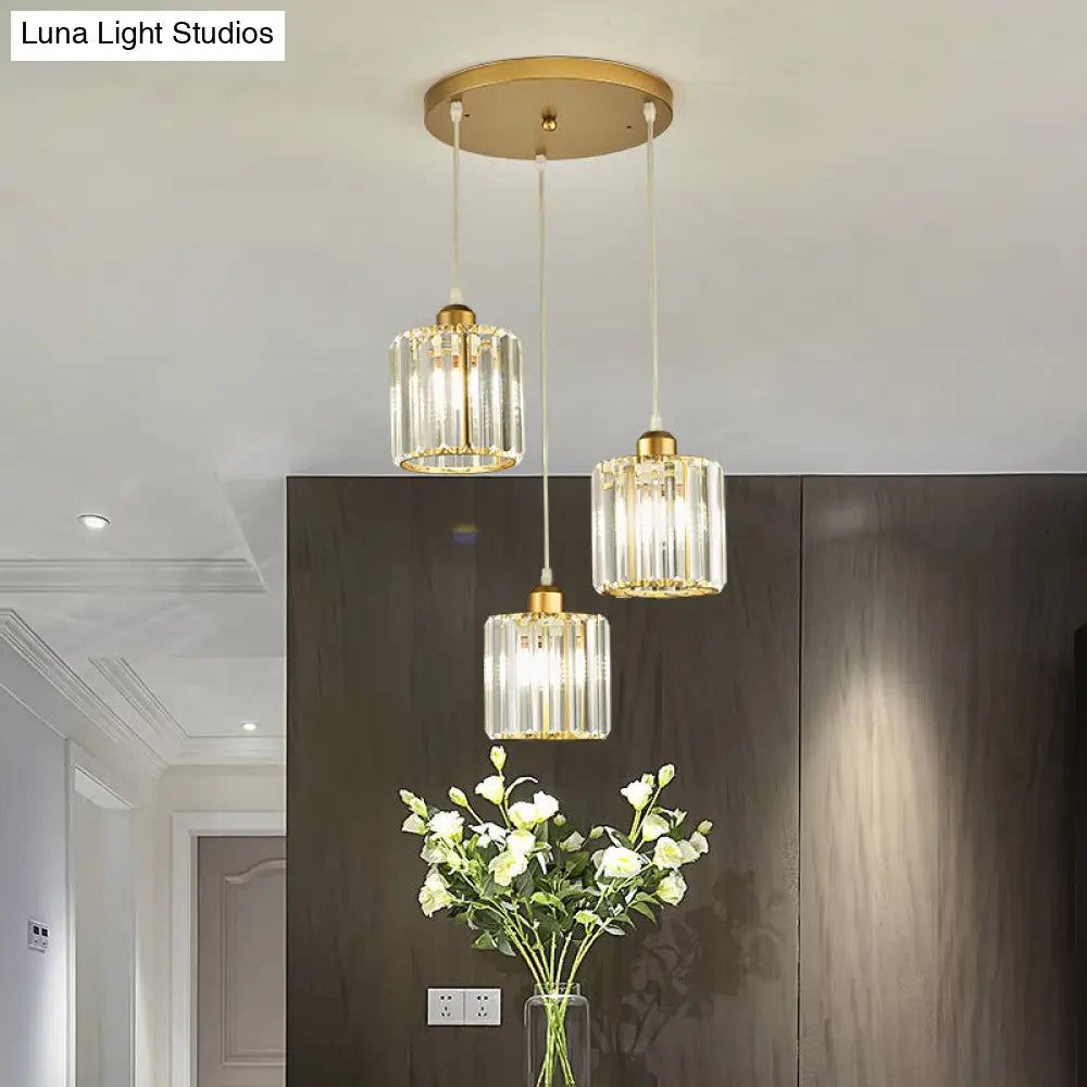 Modern Prismatic Crystal Geometric Suspension Pendant Lamp In Gold For Dining Room