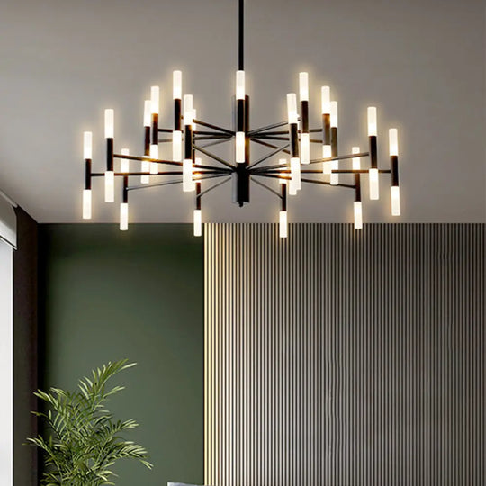 Modern Radial Led Chandelier Light For Living Room Ceiling 40 / Black