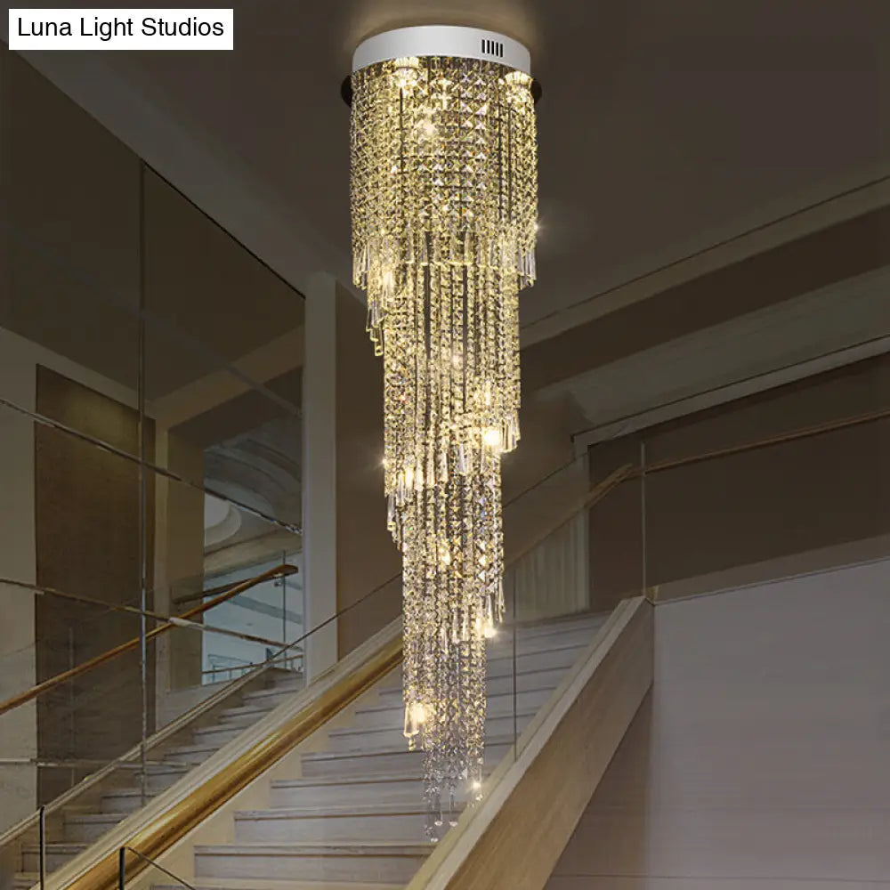 Silver Raindrop Pendant Light - Contemporary 12-Head Crystal Led Ceiling Lamp