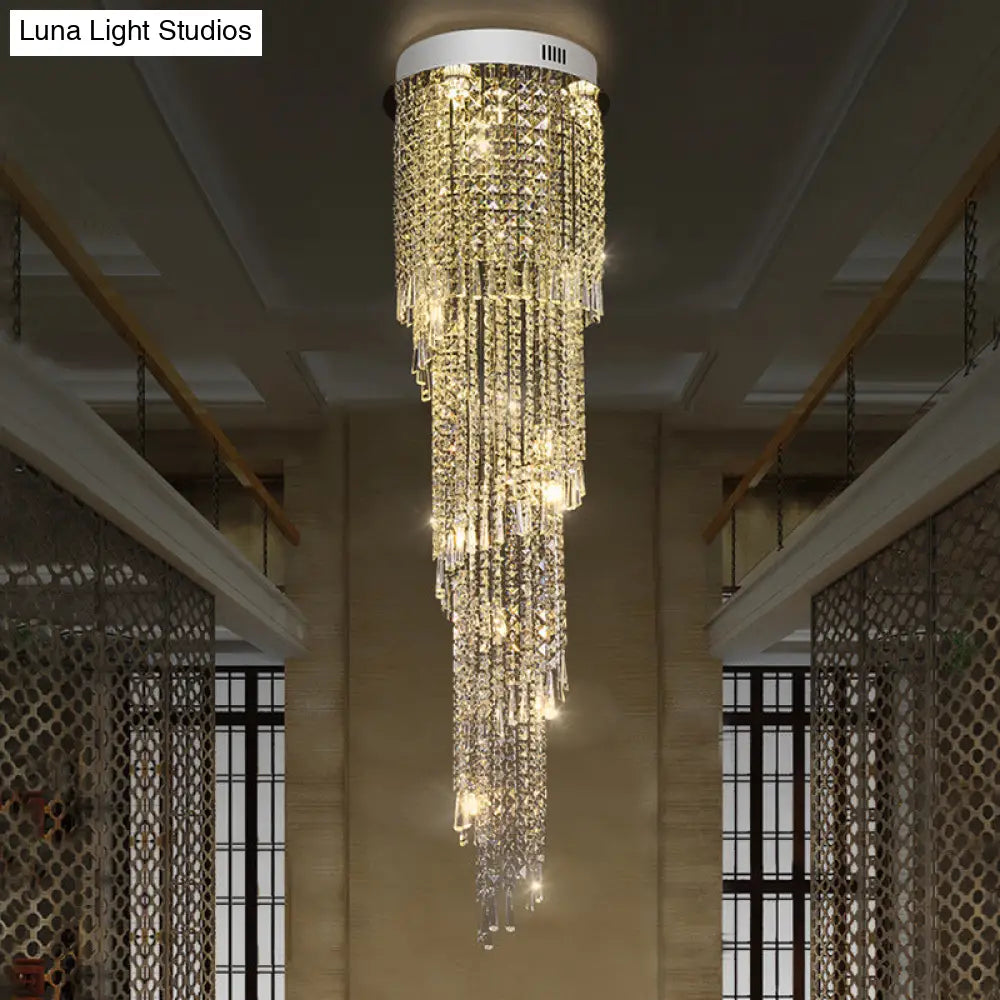 Modern Raindrop Crystal Pendant Light - 12-Head Led Multi Ceiling Lamp Silver