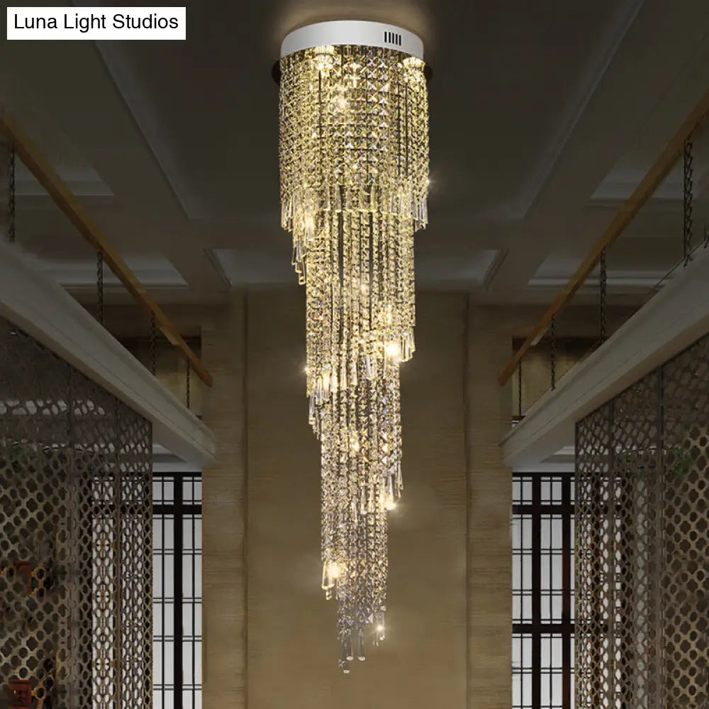 Silver Raindrop Pendant Light - Contemporary 12-Head Crystal Led Ceiling Lamp