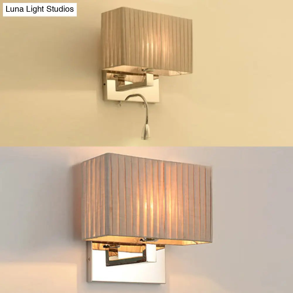 Modern Rectangle Fabric Led Wall Sconce In Beige