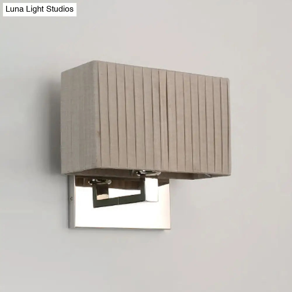 Modern Rectangle Fabric Led Wall Sconce In Beige