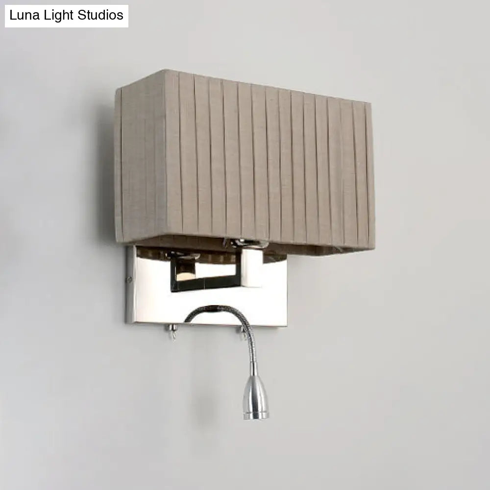 Modern Rectangle Fabric Led Wall Sconce In Beige