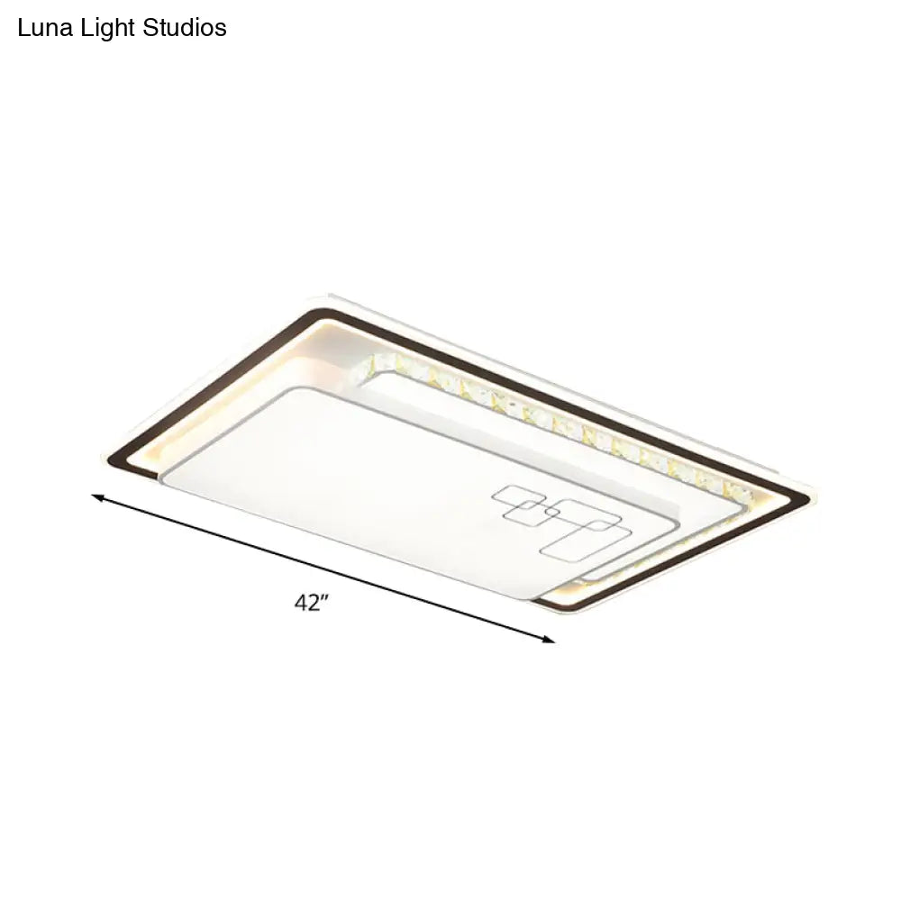 Modern Rectangle Led Ceiling Light With Acrylic And K9 Crystal