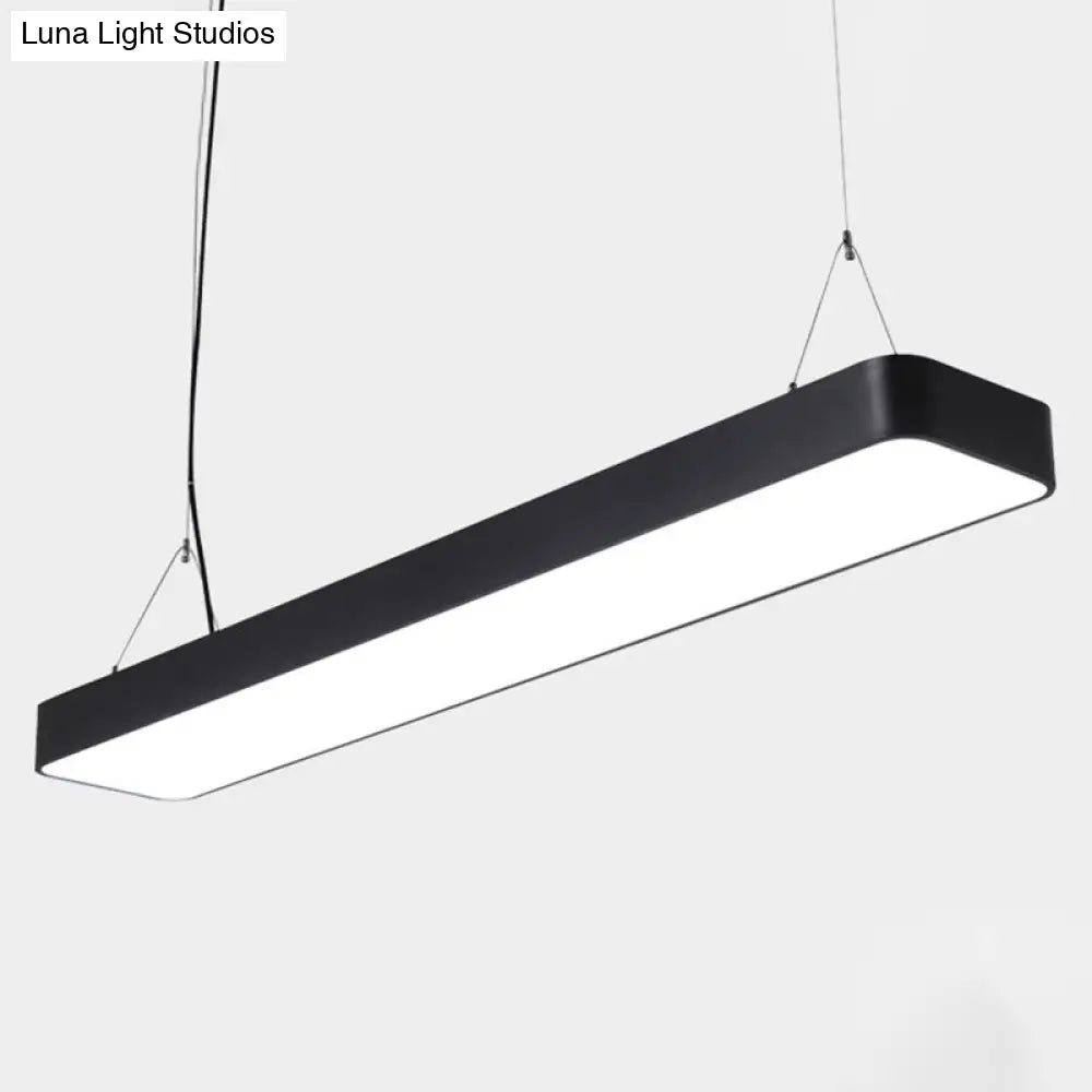 Rectangle Metal Led Pendant Light With Acrylic Diffuser For Office Black / 23.5