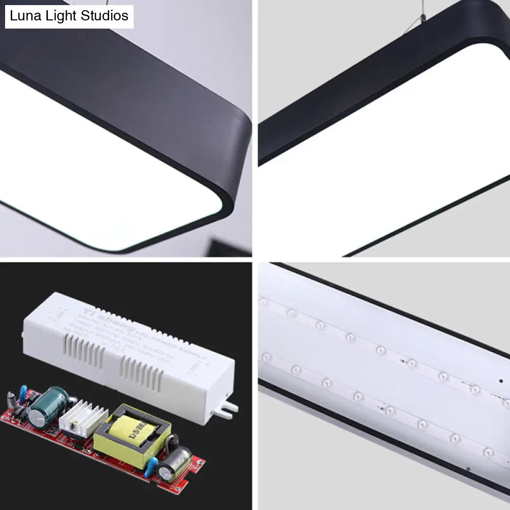 Modern Rectangle Led Pendant Light For Offices With Acrylic Diffuser