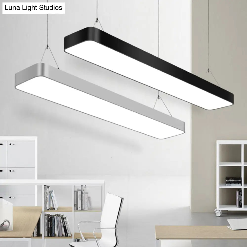 Modern Rectangle Led Pendant Light For Offices With Acrylic Diffuser