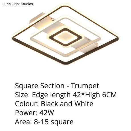 Modern Rectangle/Square/Circle Acrylic Led Ceiling Light White Color Black Remote Control For Living