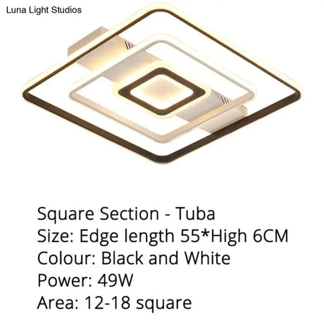 Modern Rectangle/Square/Circle Acrylic Led Ceiling Light White Color Black Remote Control For Living