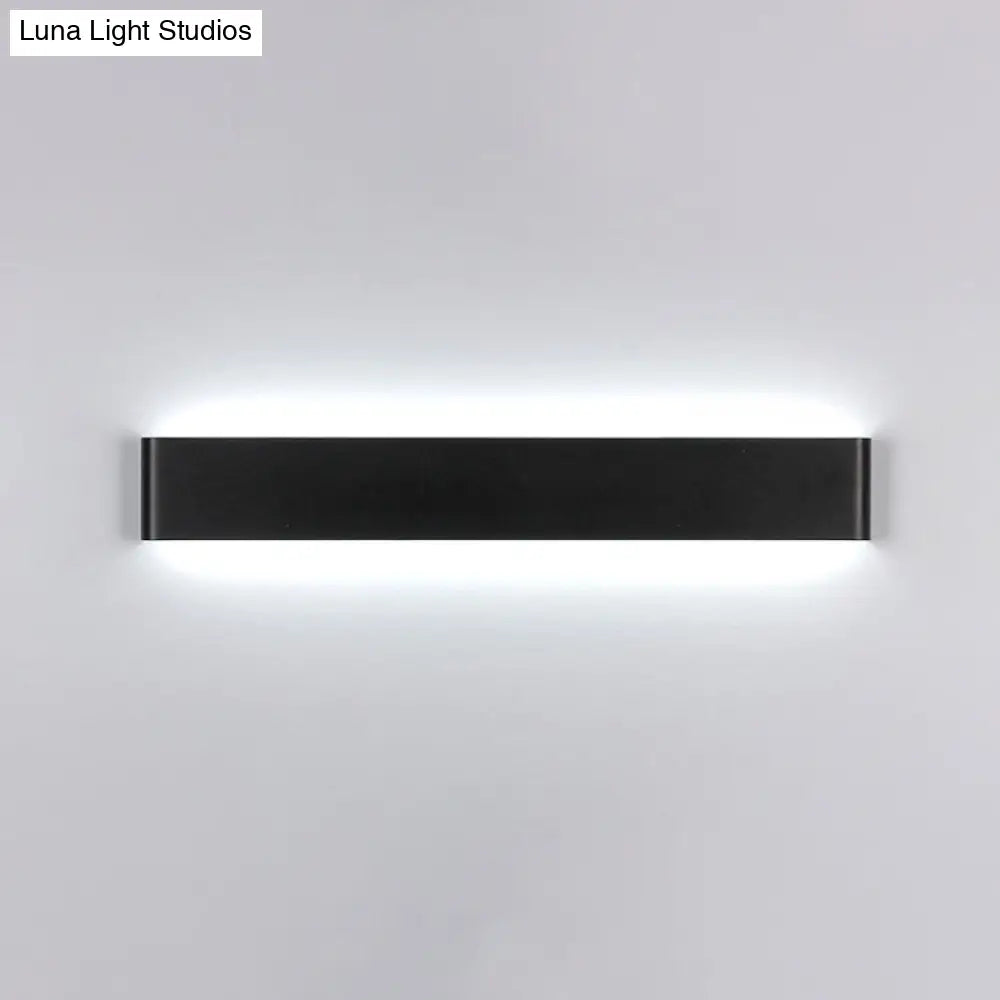 Modern Rectangle Vanity Wall Sconce: Black/White Aluminum Led Mount Lamp In Warm/White Light