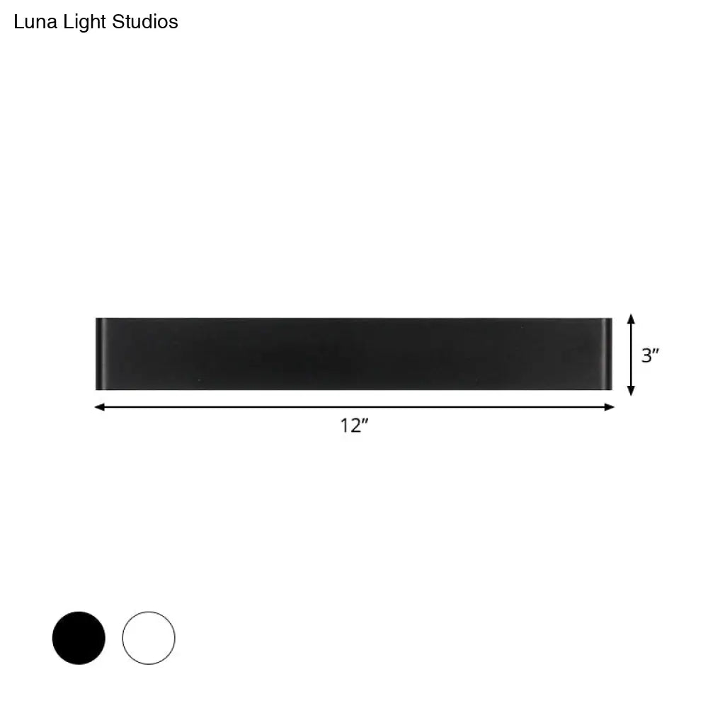 Modern Rectangle Vanity Wall Sconce: Black/White Aluminum Led Mount Lamp In Warm/White Light