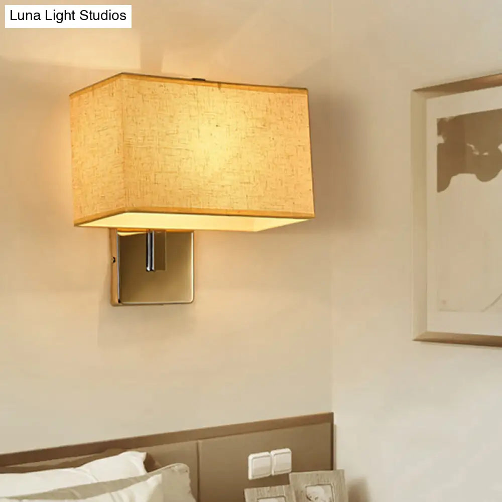 Modern Rectangle Wall Mounted Lamp | Fabric Shade 1 Bulb Living Room Sconce Light