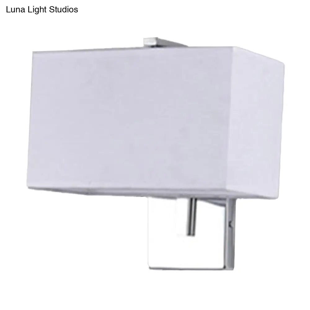 Modern Rectangle Wall Mounted Lamp | Fabric Shade 1 Bulb Living Room Sconce Light