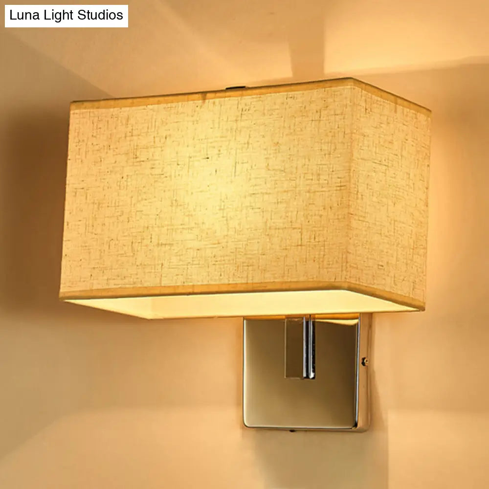 Modern Rectangle Wall Mounted Lamp | Fabric Shade 1 Bulb Living Room Sconce Light