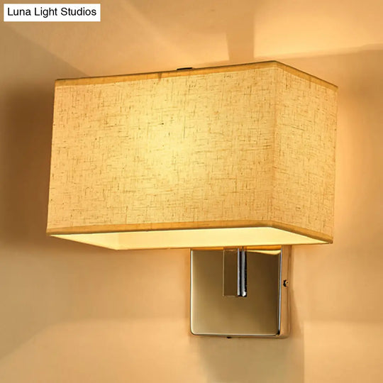 Modern Rectangle Wall Mounted Lamp | Fabric Shade 1 Bulb Living Room Sconce Light